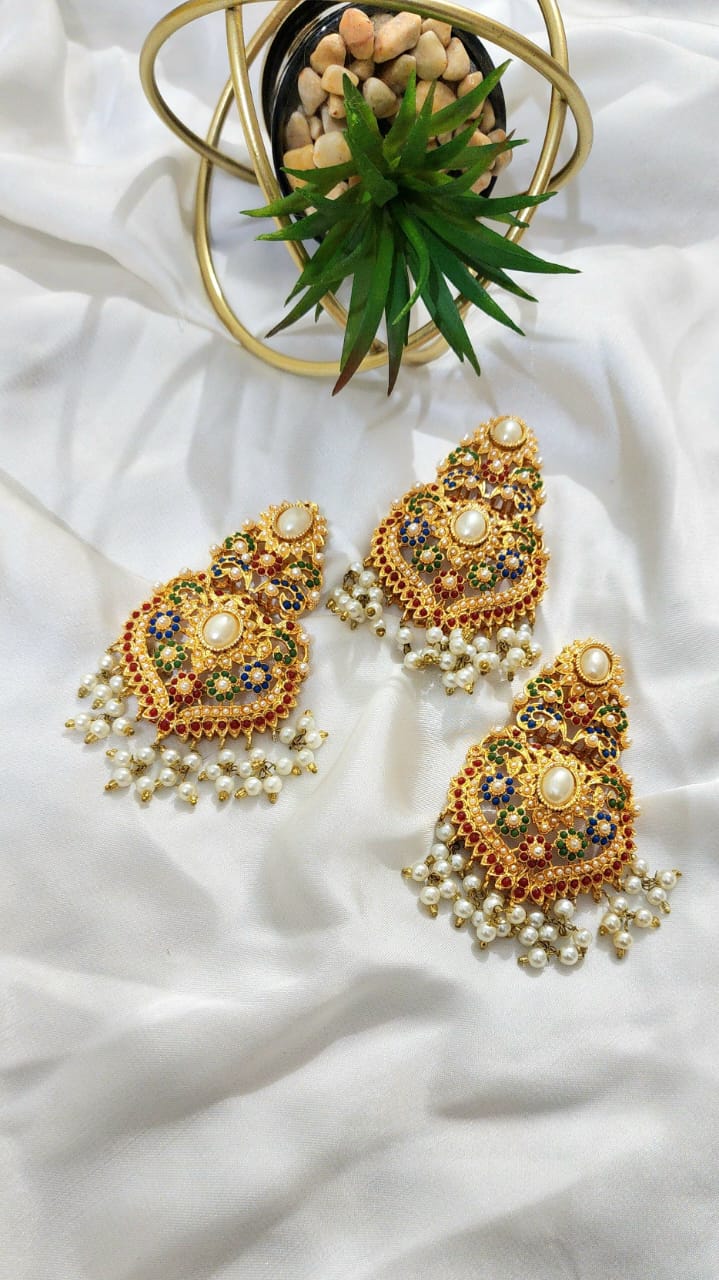 Nauratan Earrings Bindi Set (Casting)