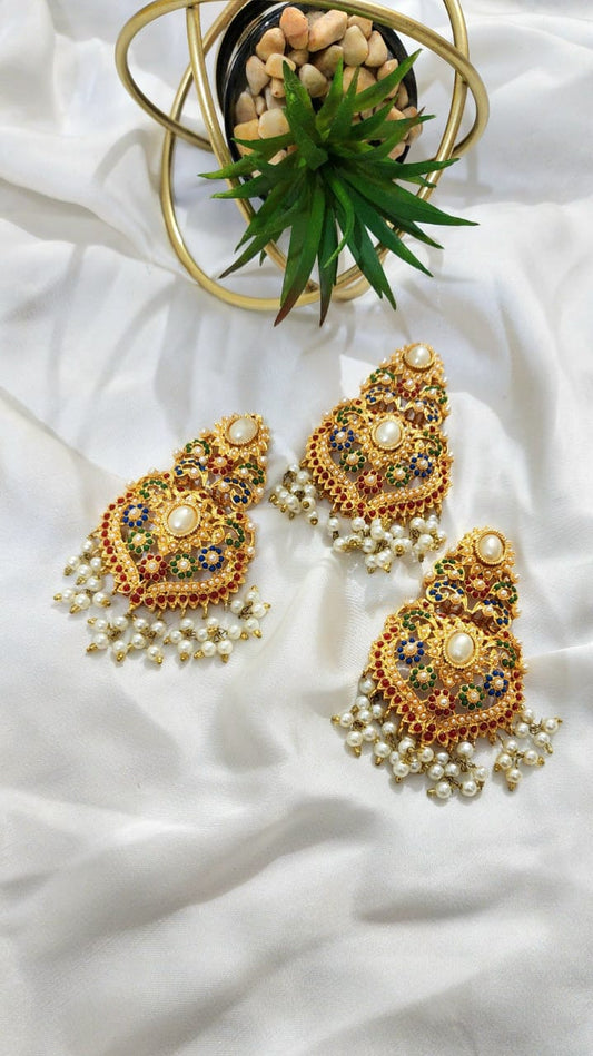 Nauratan Earrings Bindi Set (Casting)