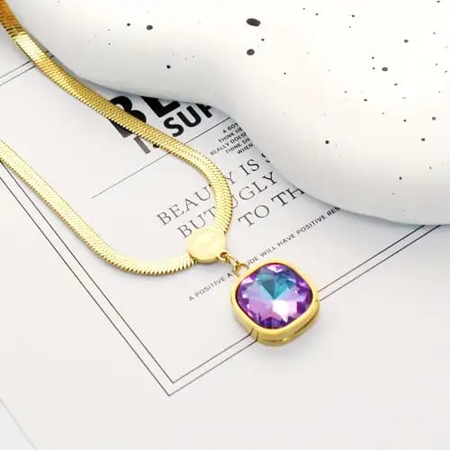 Small Rround Qubic Zirconia Necklace Snake Chain