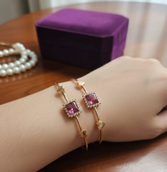 China Gold Zircon Bangles Adjustable Size