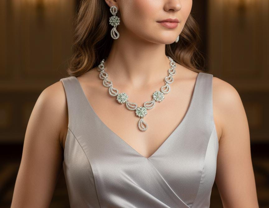 Necklace Set Zircon Work