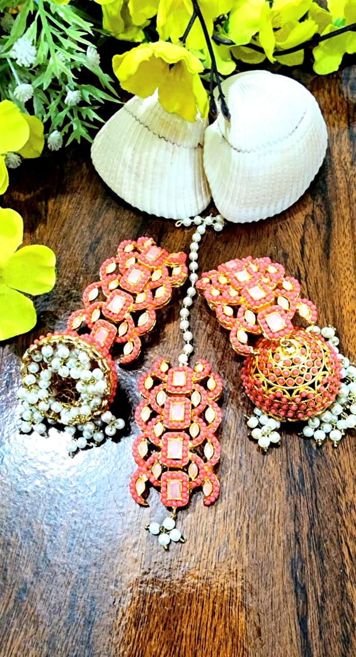 Nauratan Beautiful Handmade Real Stone Work Jhumka Bindi Big Size