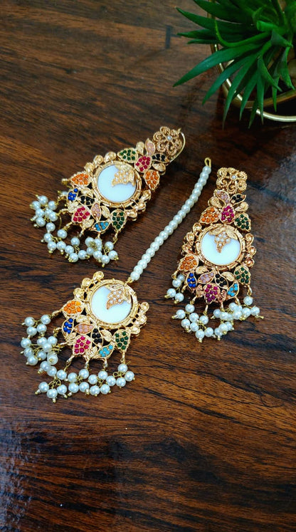 Handmade Casting Earrings Bindi Set Unique Design