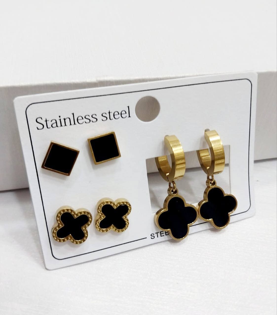 Stainless Steel Pack of 3 Ear Rings/Studs/Baali