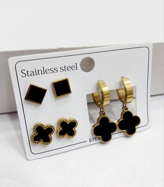 Stainless Steel Pack of 3 Ear Rings/Studs/Baali
