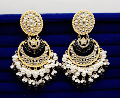 Indian kundan Chaand Baali Earings, Gucha Paroi  Excellent Quality
