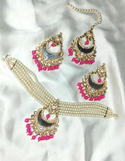 Sheesha Kundan Chand Baali Handmade Choker Set
