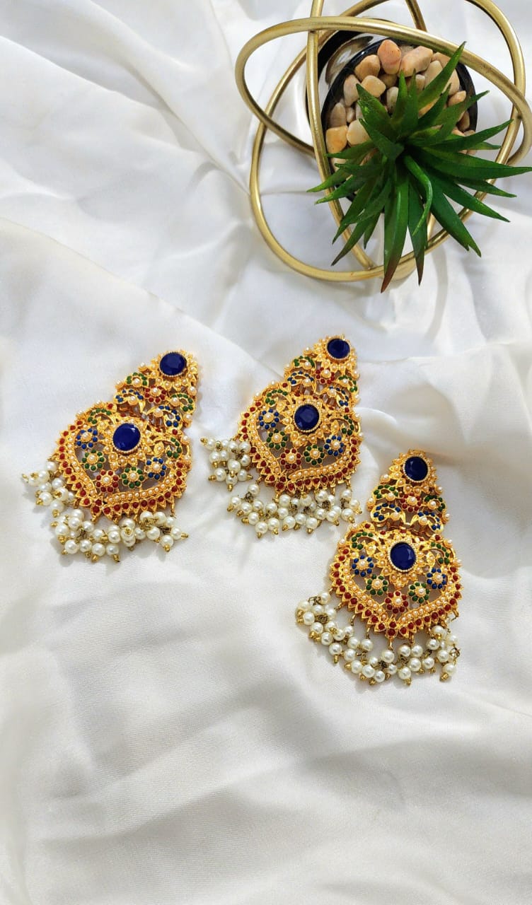Nauratan Earrings Bindi Set (Casting)