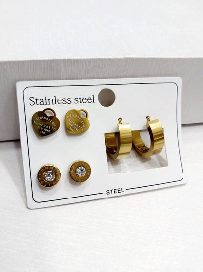 Stainless Steel Pack of 3 Ear Rings/Studs/Baali