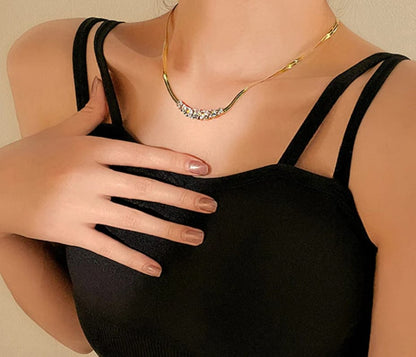 Crystal Gold Darling Necklace (Stainless Steel)