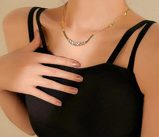 Crystal Gold Darling Necklace (Stainless Steel)