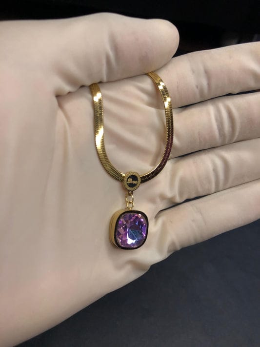 Small Rround Qubic Zirconia Necklace Snake Chain