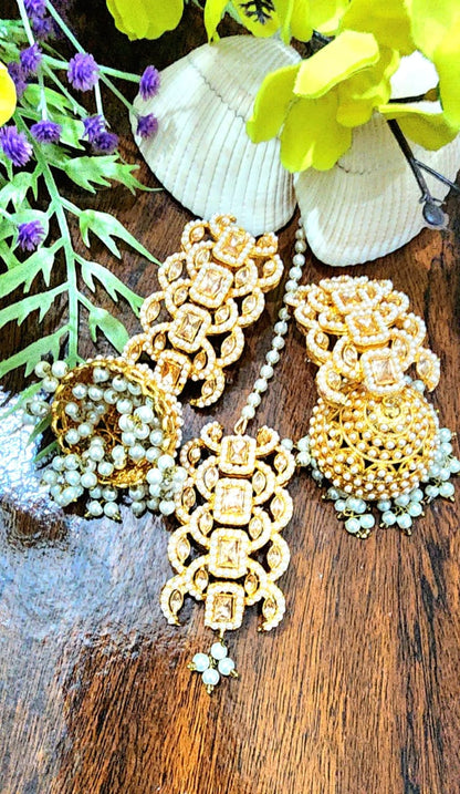 Nauratan Beautiful Handmade Real Stone Work Jhumka Bindi Big Size