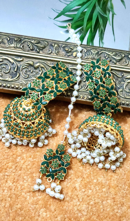 Nauratan Beautiful Handmade Real Stone Work Jhumka Bindi
