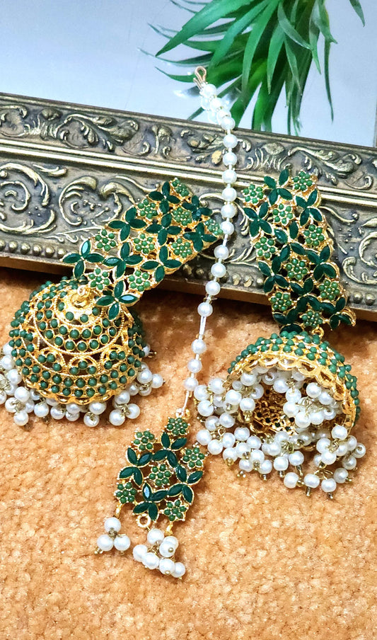 Nauratan Beautiful Handmade Real Stone Work Jhumka Bindi