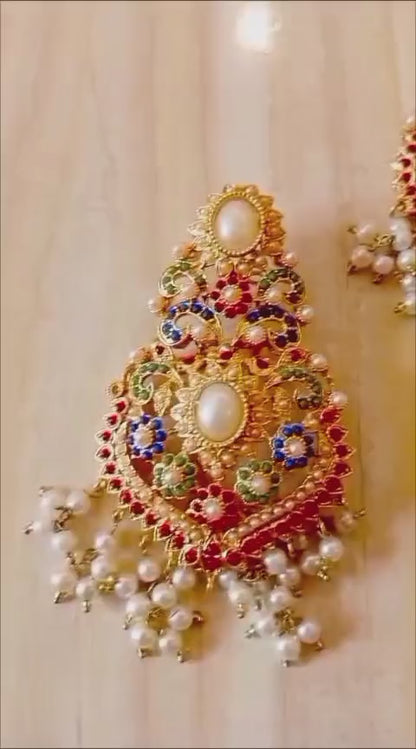 Nauratan Earrings Bindi Set (Casting)